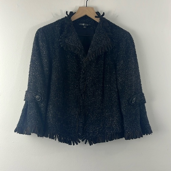 Lafayette 148 Textured Open Front Fringe Wool Blend Blazer Jacket Size 4 Career - Picture 1 of 12